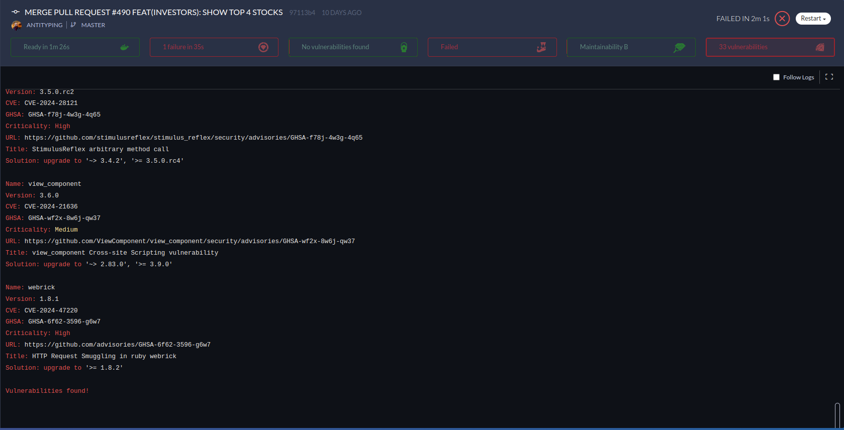 Bundler Audit integration
